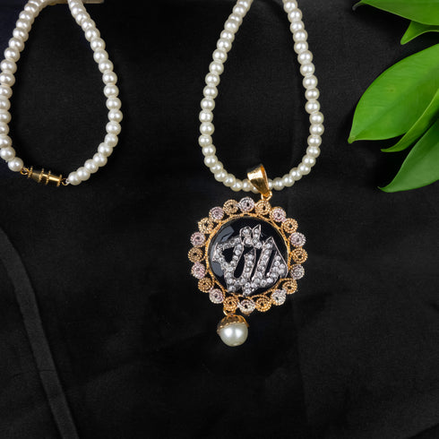 Royal blue Kundan Allah name locket D305